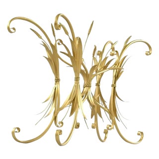 Restored Vintage Gilded Wheat Sheaf Tole Sofa Table Base For Sale