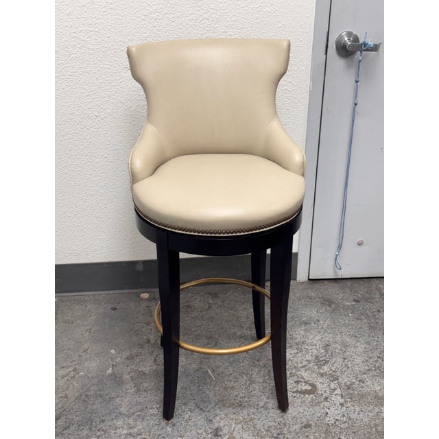 Century Furniture Tracy Leather Swivel Bar Stool For Sale In San Francisco - Image 6 of 12