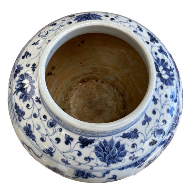 Antique Chinese Ming Dynasty Blue & White Porcelain Vase, C. 1900 For Sale In Chicago - Image 6 of 10