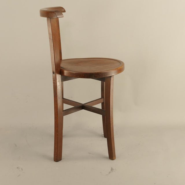 Viennese Beech Bistro Chair with Curved Top Rail & X-Stretcher, Austria, 1930s For Sale - Image 4 of 11