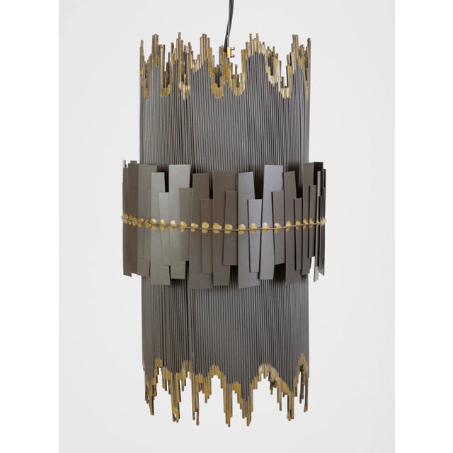Metal Curtis Jere Brutalist Pendant Lamp For Sale - Image 7 of 13