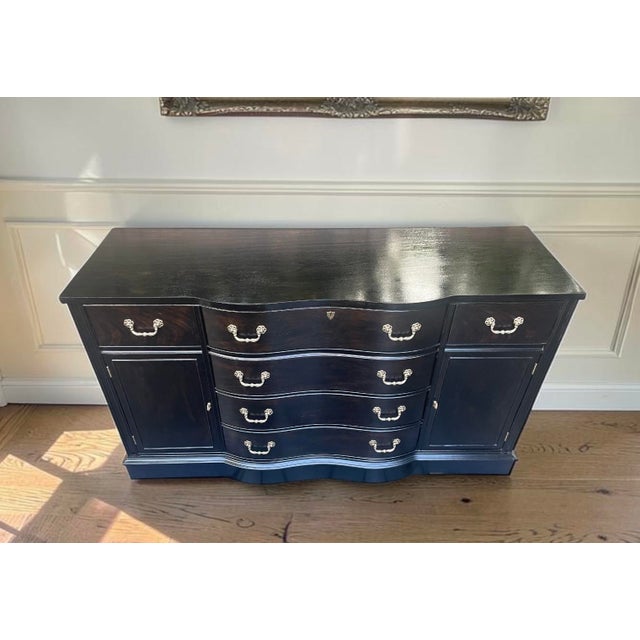 Vintage Black Mahogany Hepplewhite Buffet For Sale - Image 12 of 14
