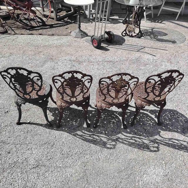 Cast Iron Patio Garden Table and Chairs, Set of 5 For Sale - Image 12 of 18