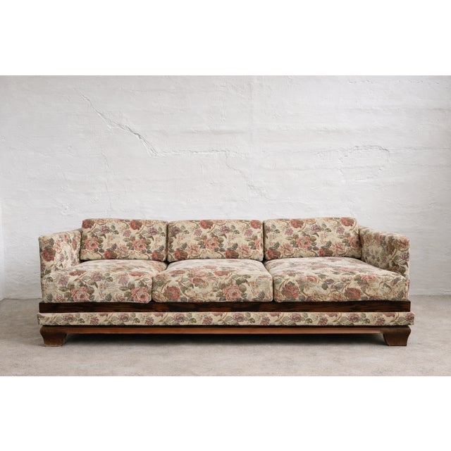 Mid-Century Modern Art Deco Macassar 3-Seater Sofa in Floral Fabric, Austria, 1930s For Sale - Image 3 of 8