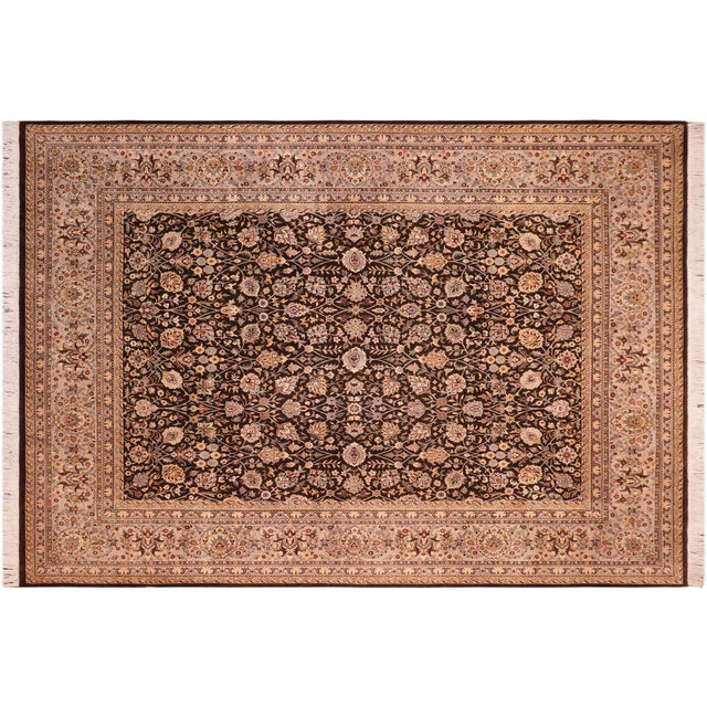 Brown Shabby Chic 1990's Pak-Persian Brown/Gray Wool Rug - 8'1'' X 10'6'' For Sale - Image 8 of 9