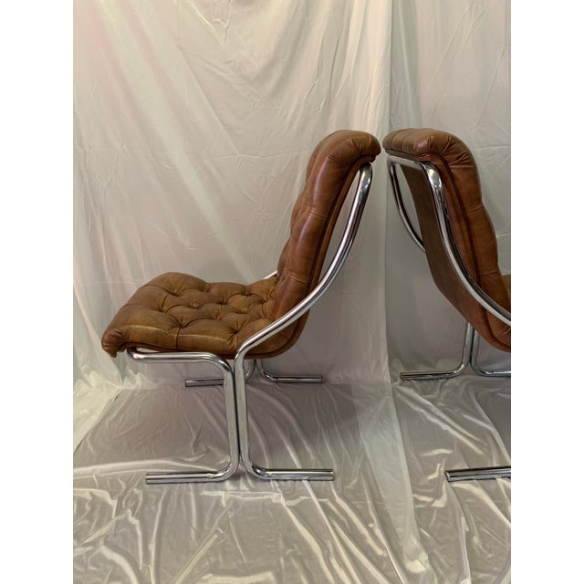 Set of 4 Vintage Mod Daystrom Chrome & Faux Leather Quilted Dining Chairs, Dated 1977 For Sale - Image 6 of 12