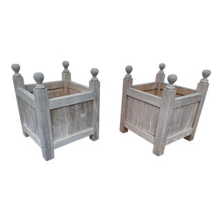 Versailles Style Teak Wooden Outdoor Planter Box - a Pair For Sale