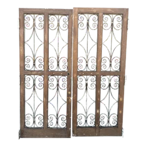 1920's Rod Iron Garden/Interior Entry Gates - a Pair