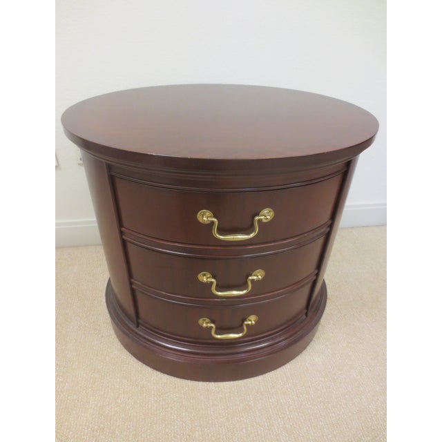 Wood Bernhardt Oval Three-Drawer Nightstand For Sale - Image 7 of 8