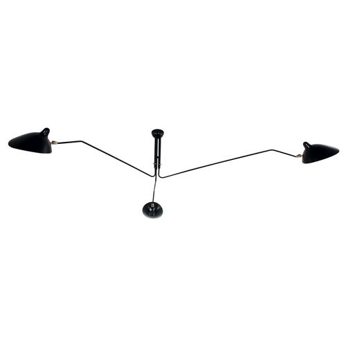 Mid-Century Modern Three Rotating Arms Ceiling Lamp in Black by Serge Mouille For Sale - Image 9 of 9