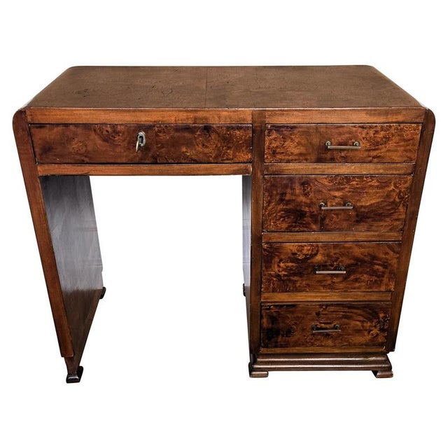 Vintage Art Deco Italian Waterfall Desk in Walnut by Paolo Buffa, 1940s For Sale - Image 9 of 9