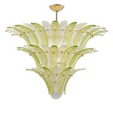 Mid-Century Green and Clear Murano Glass Palmette Chandelier, Italy, 2010s For Sale