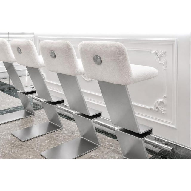 Tend Bar Stool in Boucle Fabric with Wood and Steel by Christophe Perichon For Sale - Image 4 of 7