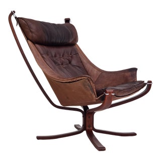70s, Sigurd Ressell, Norwegian Lounge Chair, Leather, Original Good Condition For Sale