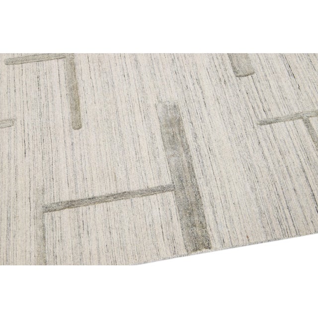 Ivory Contemporary Texture Handmade Wool & Viscose Rug Chairish