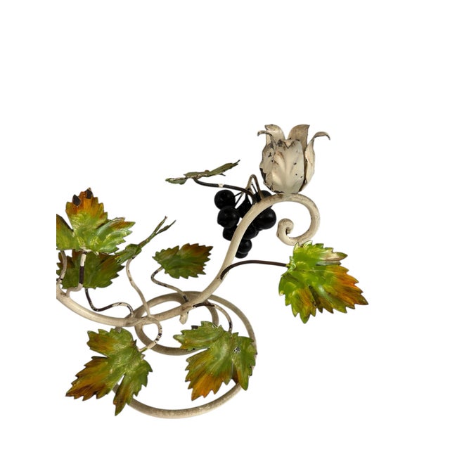 Pair of Vintage Tole Grapevine Candlesticks For Sale - Image 10 of 12