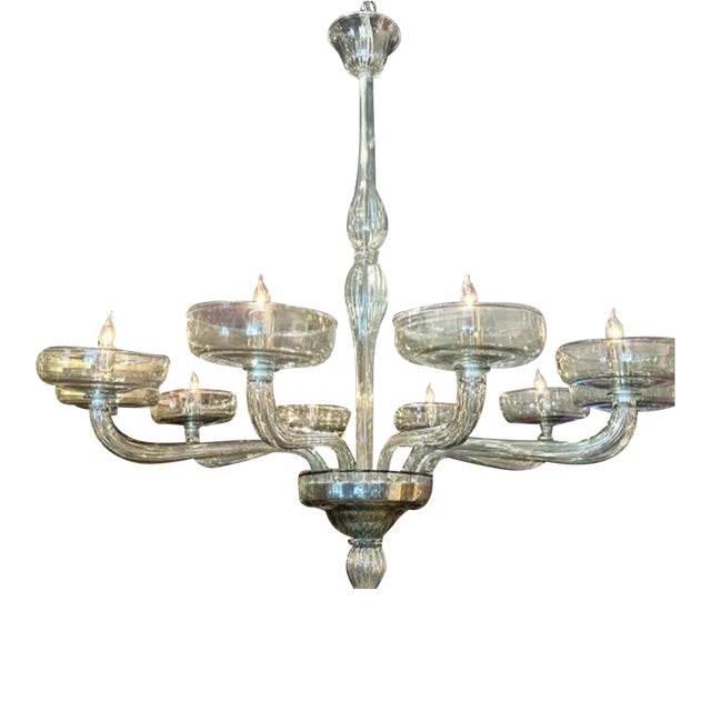 Modern Steel Blue Murano Glass Chandelier For Sale