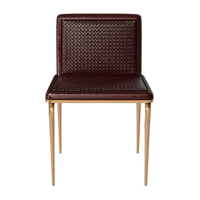 "Roma" Chair, With Bronze & Woven Leather, Tailor Made For Sale - Image 4 of 8