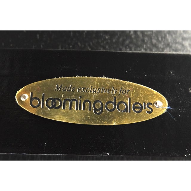 Animal Skin Black Lacquer Bamboo Rattan 60" Long Console Sofa Table Bloomingdale's MINT! For Sale - Image 7 of 14