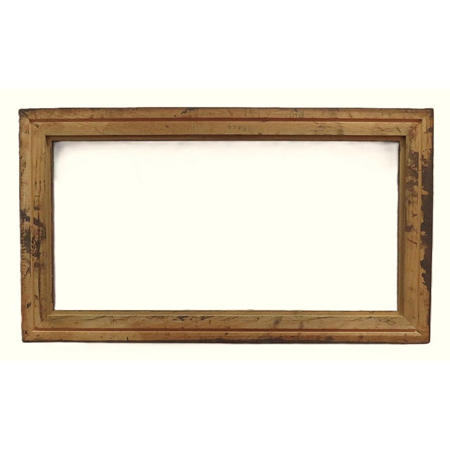 Mid-Century Modern Vintage Dark Wood Picture Frame With Brass Corners Fits 12" X 24" (Rabbet) For Sale - Image 3 of 3