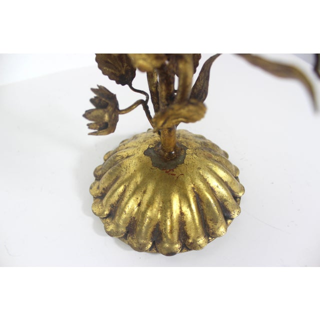 Vintage Gilded Gilt Gold Metal Candelabra Baroque Italian or Hollywood Regency For Sale - Image 18 of 18