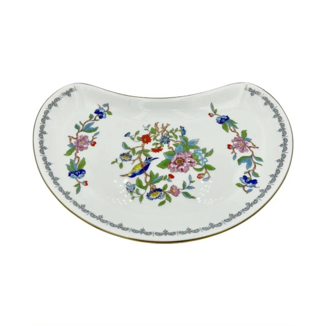 Traditional 1980s Aynsley Pembroke Porcelain Floral, Bird Crescent Salad Plate For Sale - Image 3 of 12