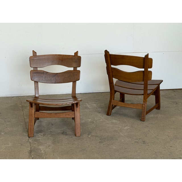 Brown Brutalist Oak Lounge Chairs from Dittmann & Co., 1960s, Set of 2 For Sale - Image 8 of 8