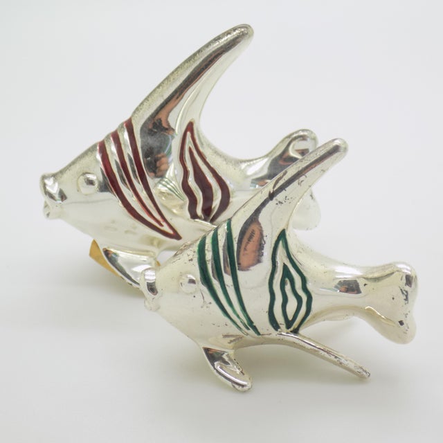 Vintage Italian Sterling Silver 925 Tropical Fishes Figurines with Enamel from Ottaviani, Rome, 1980s, Set of 2 For Sale - Image 6 of 14