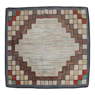 Mid 20th Century Tribal American Hooked Rug For Sale