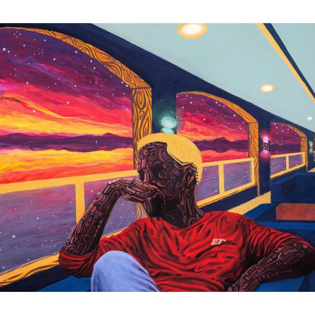 "Lounge Nineteen", Large Scale Oil and Acrylic on Canvas Painting by Ara Deinde For Sale - Image 4 of 5