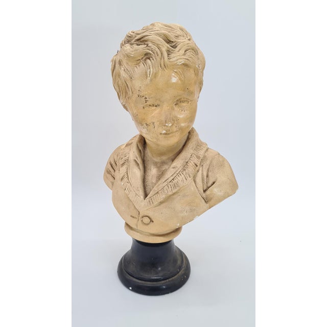 Beige Bust of Boy in Plaster, 1890s For Sale - Image 8 of 14