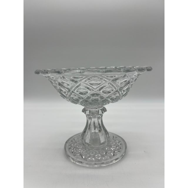 Antique Pressed Flint Glass Compote, "Diamond Thumbprint", Circa 1850's For Sale - Image 9 of 12
