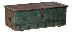 Antique Indian Painted Teakwood Blanket Chest/Coffee Table