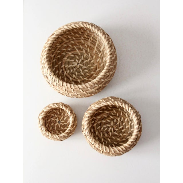 Vintage Set of 3 Woven Nesting Basketsof 3 For Sale - Image 14 of 16