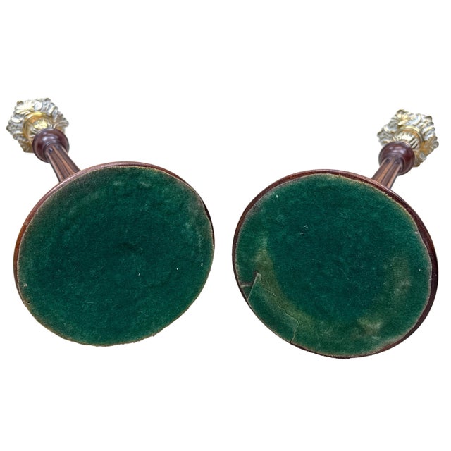 Antique Mahogany and Brass Candlesticks, 1760, Set of 2 For Sale - Image 9 of 10