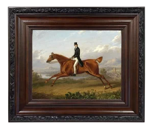 Contemporary Potrait of a Gentleman on a Chestnut Horse Print on Canvas After Charles Towne, Framed