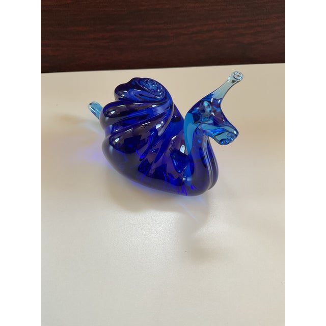 Vintage Artist Made Blue Glass Snail For Sale In Palm Springs - Image 6 of 12