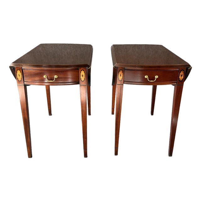 Late 20th Century Pair of Hickory Chair Historic James River Plantation Drop-Side End Tables For Sale