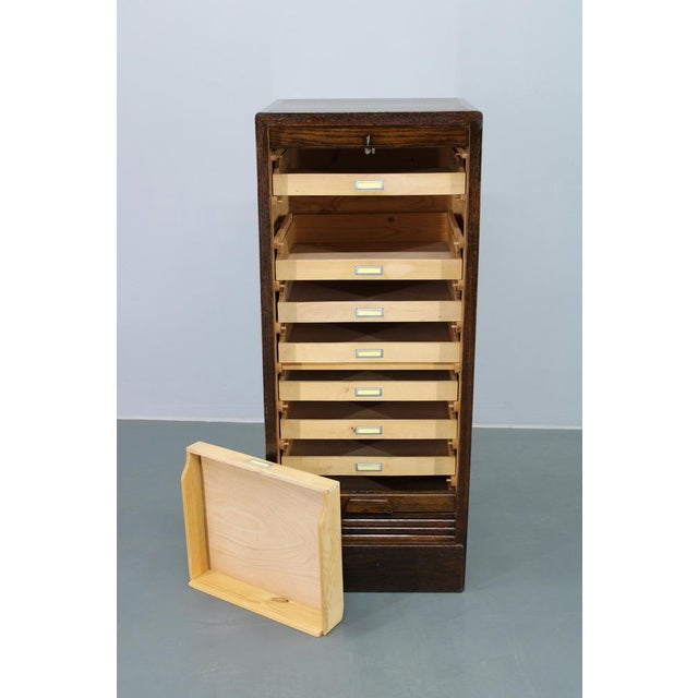 Tambour Office Wooden Cabinet, 1950s For Sale - Image 12 of 18