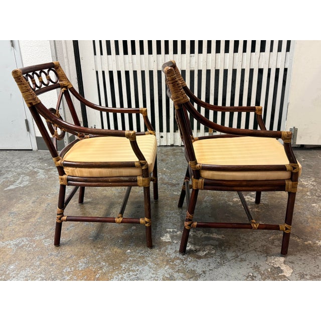 McGuire Style Target Back Armchairs, Pair For Sale In San Francisco - Image 6 of 12