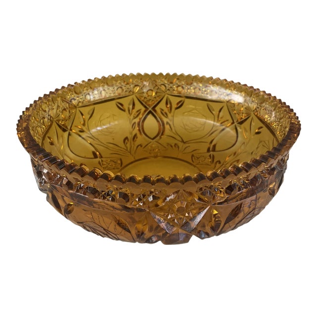 Vintage Dark Amber Serving or Decorative Bowl For Sale