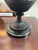 Black Pair of Neoclassical Black Metal Urn Table Lamps With Marble Bases and Silk-Wrapped Shades For Sale - Image 8 of 9