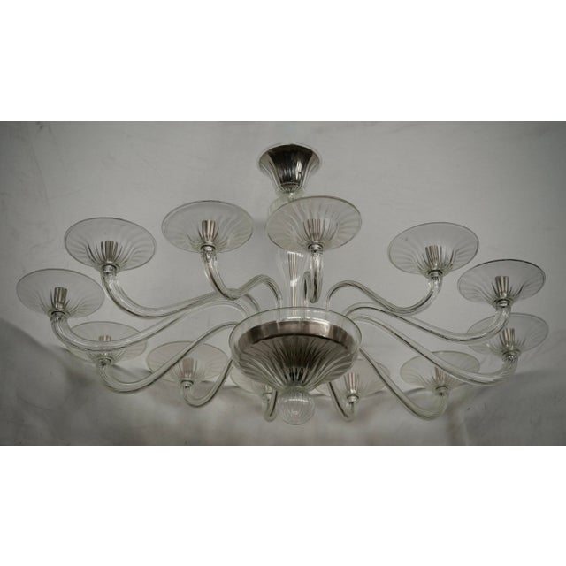2000 - 2009 Mid-Century Transparent Murano Art Blown Glass Chandelier, 2000s For Sale - Image 5 of 9