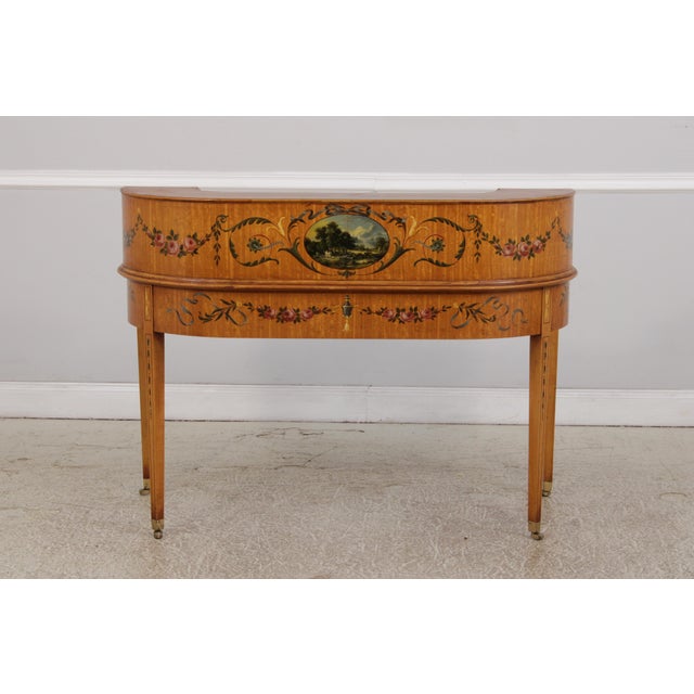 Vintage Edwardian Satinwood Painted Carlton House Desk For Sale In Philadelphia - Image 6 of 18