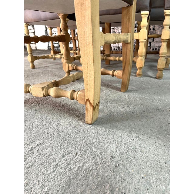 Brown French Louis XIII High Back Dining Chairs - Set of 8 For Sale - Image 8 of 8