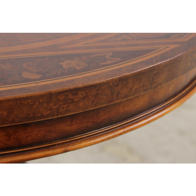 Wood Gorgeous Burl Wood Inlaid Round Accent Table For Sale - Image 7 of 16