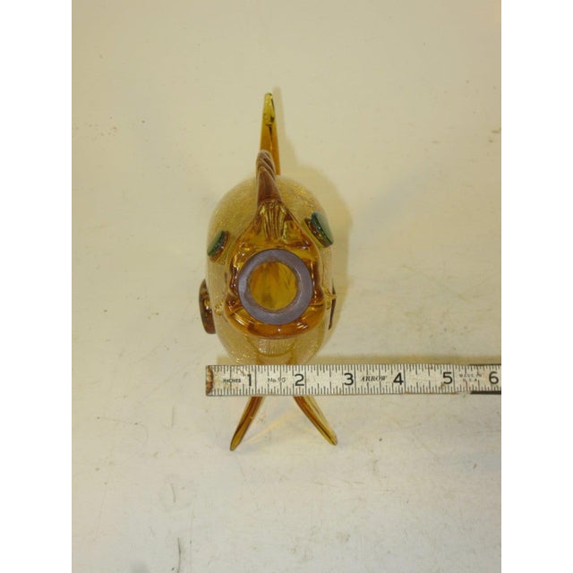 Amber 1960s Murano Art Glass, Fish Decanter / Wine Bottle, Mid Century Modern Mouth Blown For Sale - Image 8 of 12