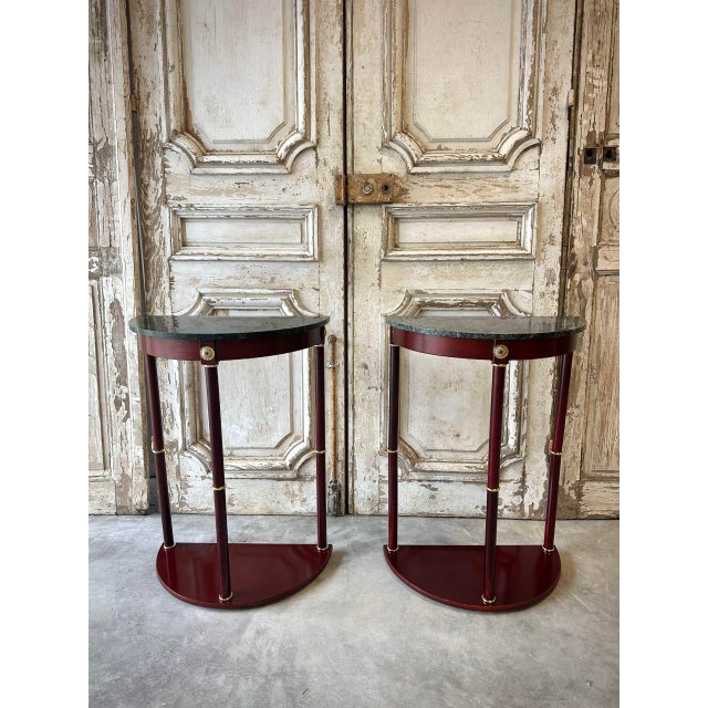 Empire Style Half-Moon Console Tables, 1990s, Set of 2 For Sale - Image 9 of 9