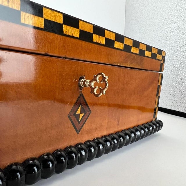 Tan Antique Historicism Box with Birch Inlay, Germany, 1880 For Sale - Image 8 of 18