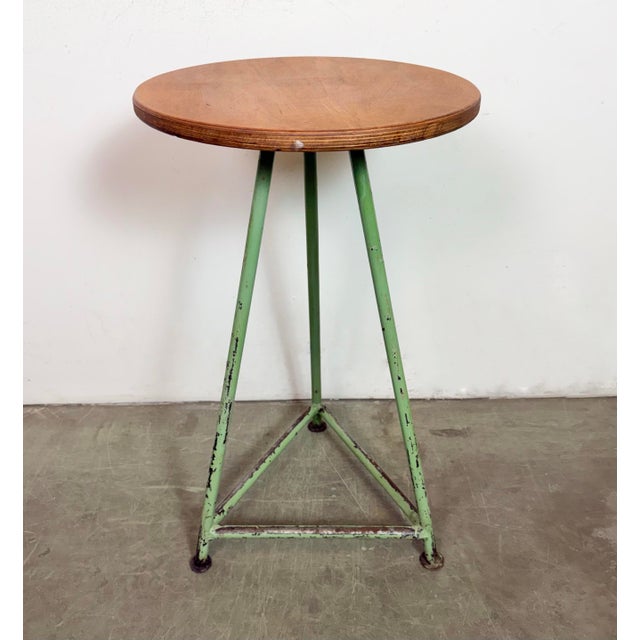 Industrial Green Workshop Stool, 1960s For Sale - Image 11 of 15